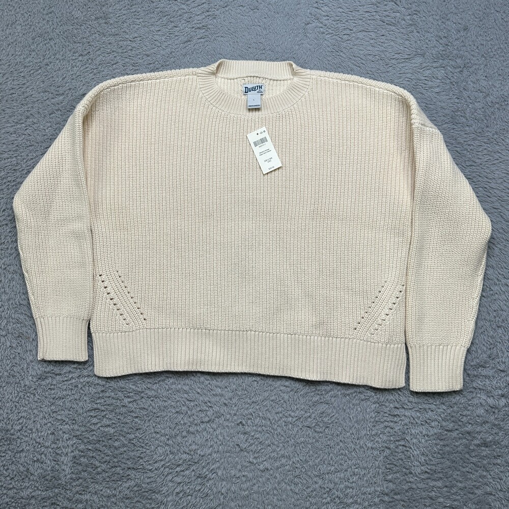 NWT Duluth Trading Company Sweater Womens L Cream Pullover $69.50 MSRP